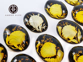 Cherry Amber Engraved Seashell Oval Shape Cabochon